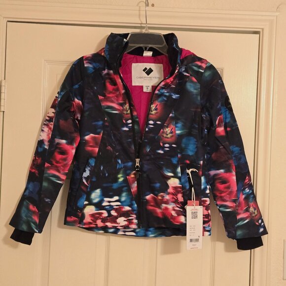 Obermeyer Rylee‎ Print Jacket Teen Size S 8-10 Color Bloominescense, NEW Hooded - Picture 1 of 16